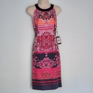 NWT Adrianna Papell Pink & Purple Sunset Colors Halter Dress - Sz 8